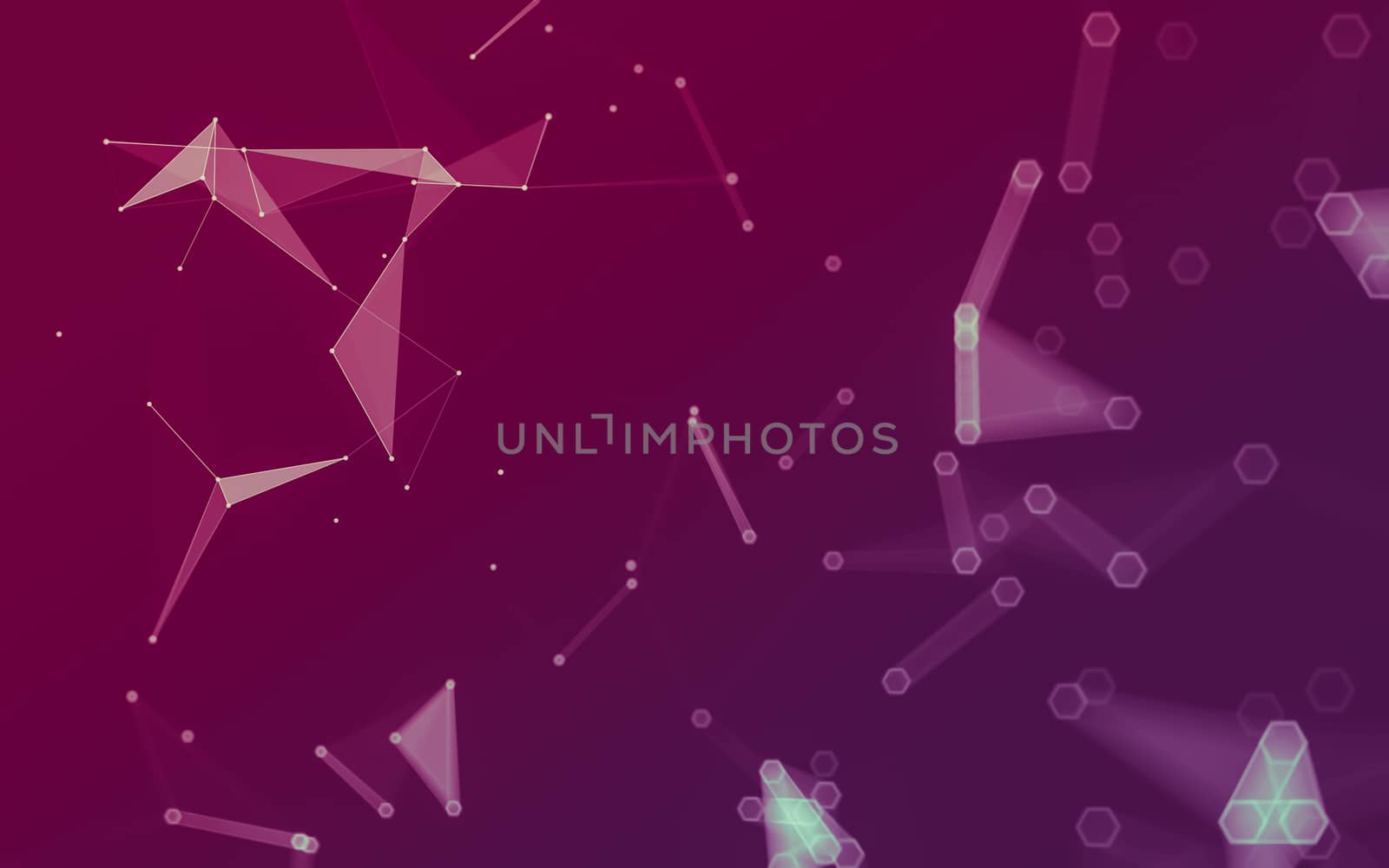 Abstract polygonal space low poly dark background with connecting dots and lines. Connection structure. 3d rendering