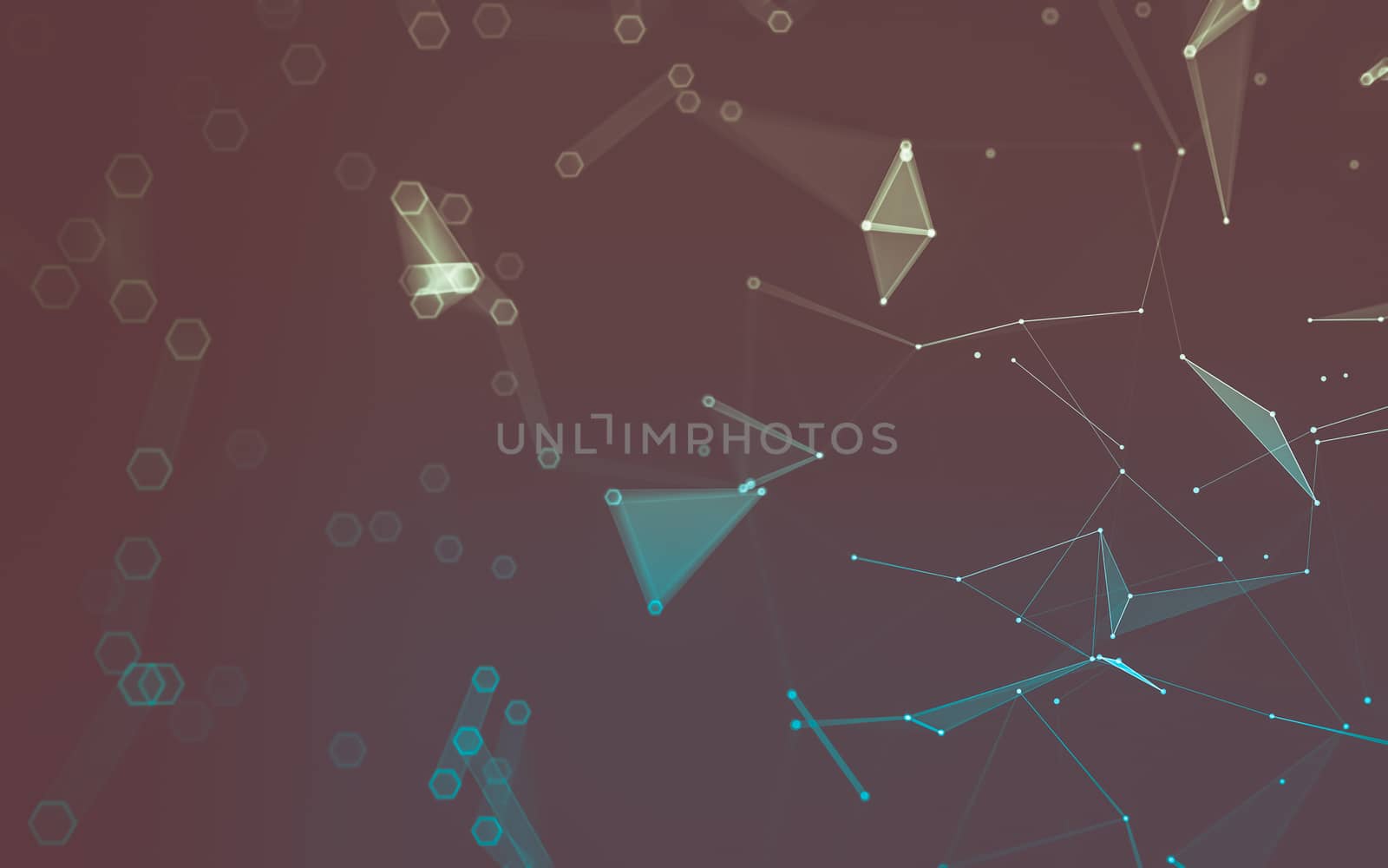 Abstract polygonal space low poly dark background with connecting dots and lines. Connection structure. 3d rendering