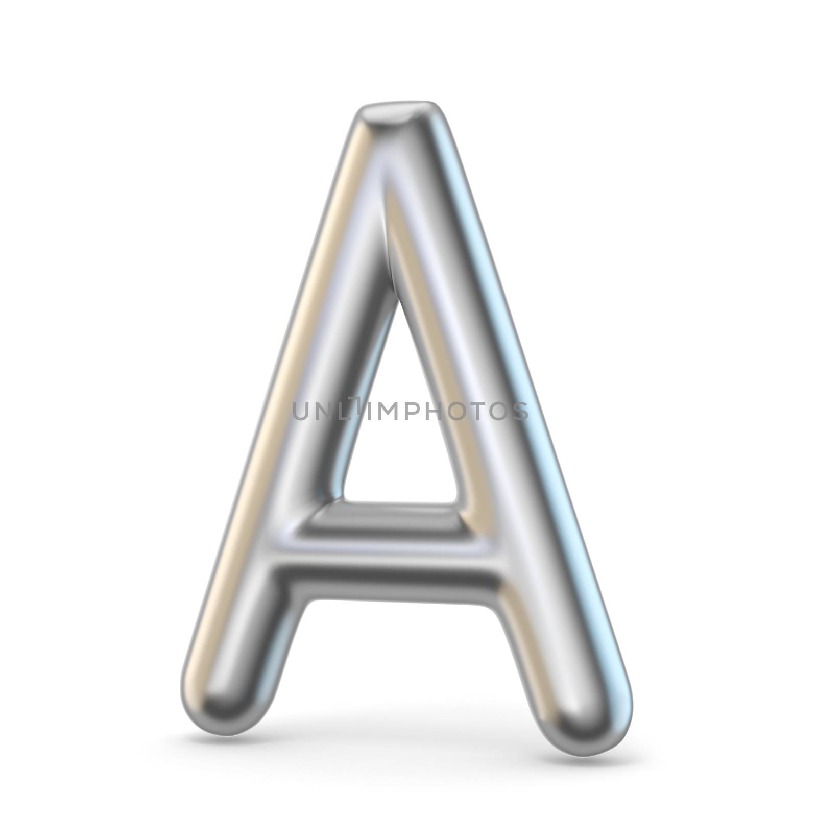 Metal alphabet symbol. Letter A 3D render illustration isolated on white background