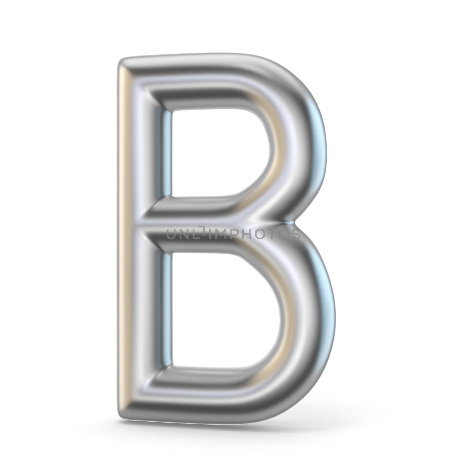 Metal alphabet symbol. Letter B 3D render illustration isolated on white background