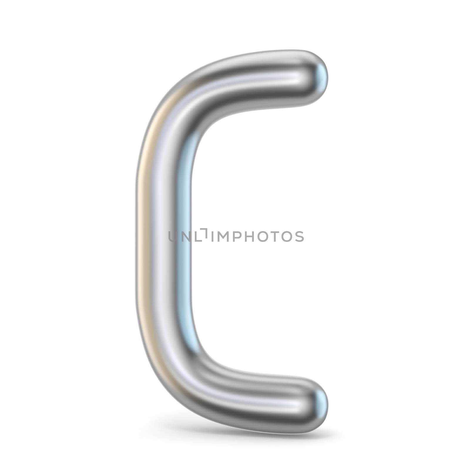 Metal alphabet symbol. Letter C 3D render illustration isolated on white background