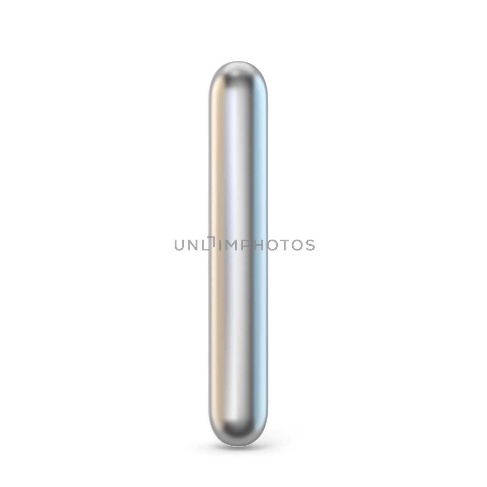 Metal alphabet symbol. Letter I 3D render illustration isolated on white background