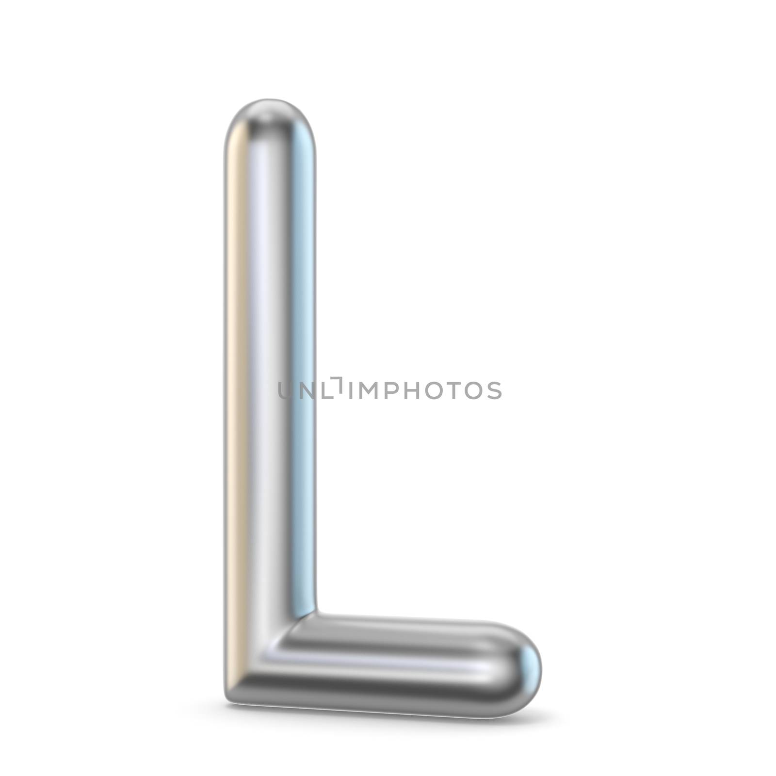 Metal alphabet symbol. Letter L 3D render illustration isolated on white background