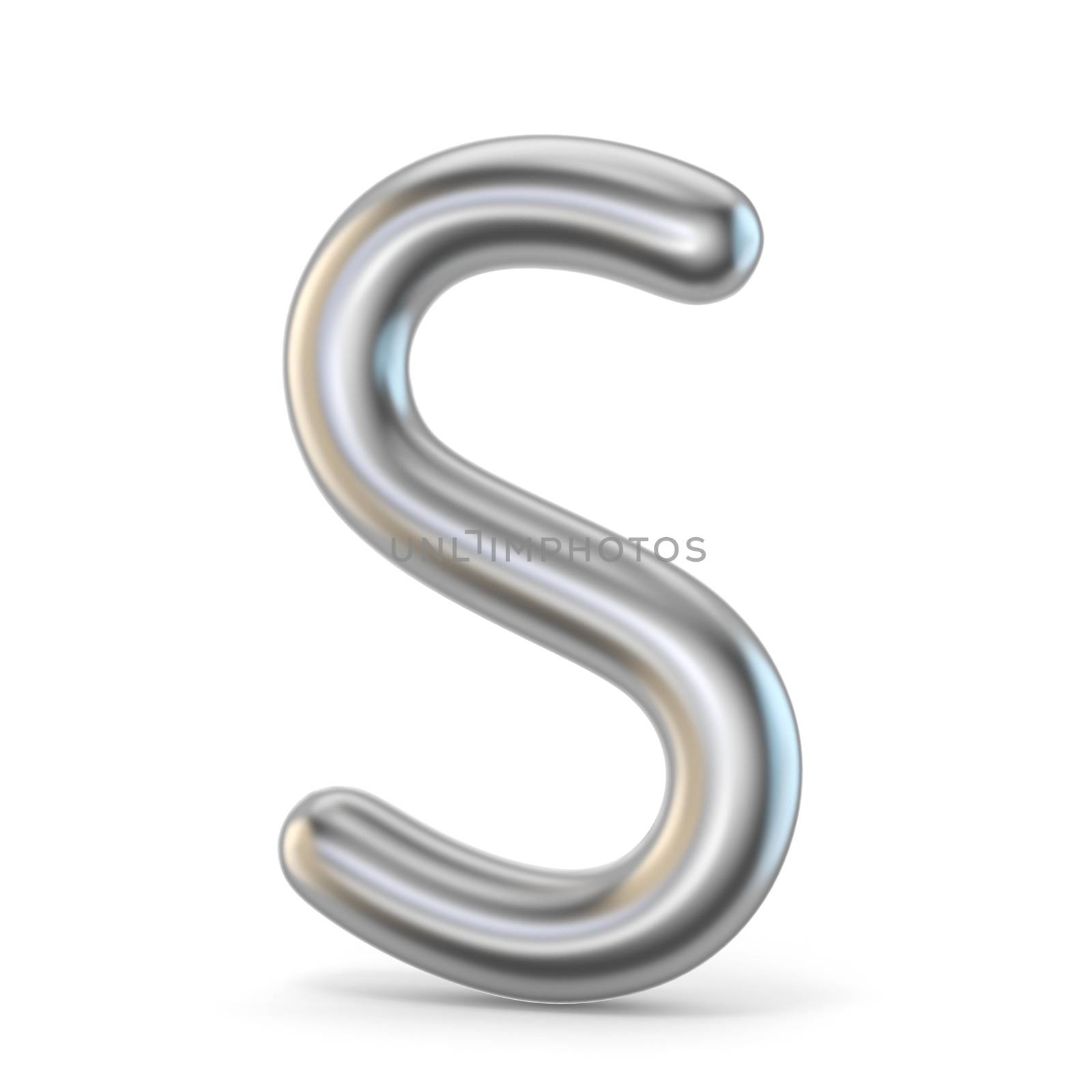 Metal alphabet symbol. Letter S 3D render illustration isolated on white background