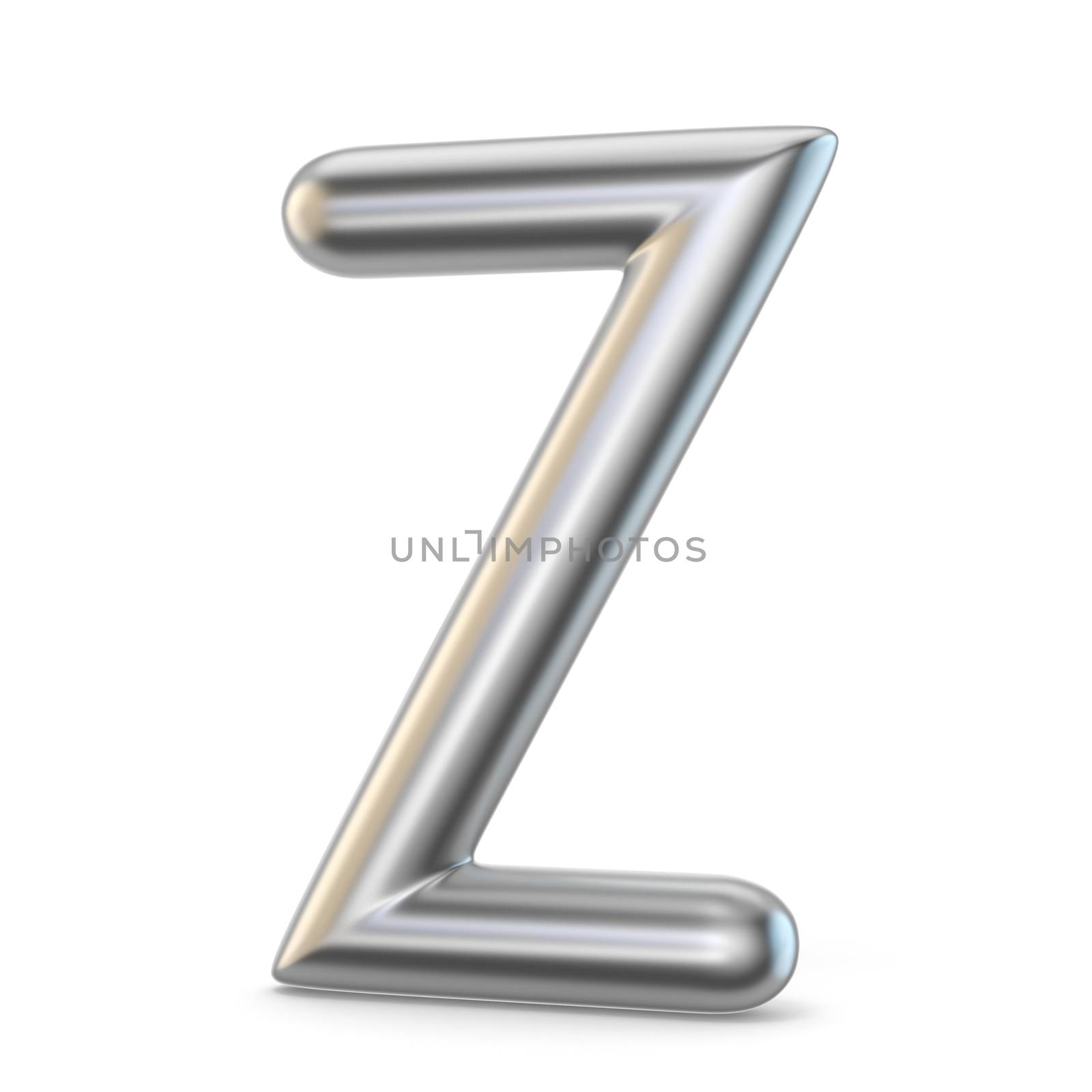 Metal alphabet symbol. Letter Z 3D render illustration isolated on white background