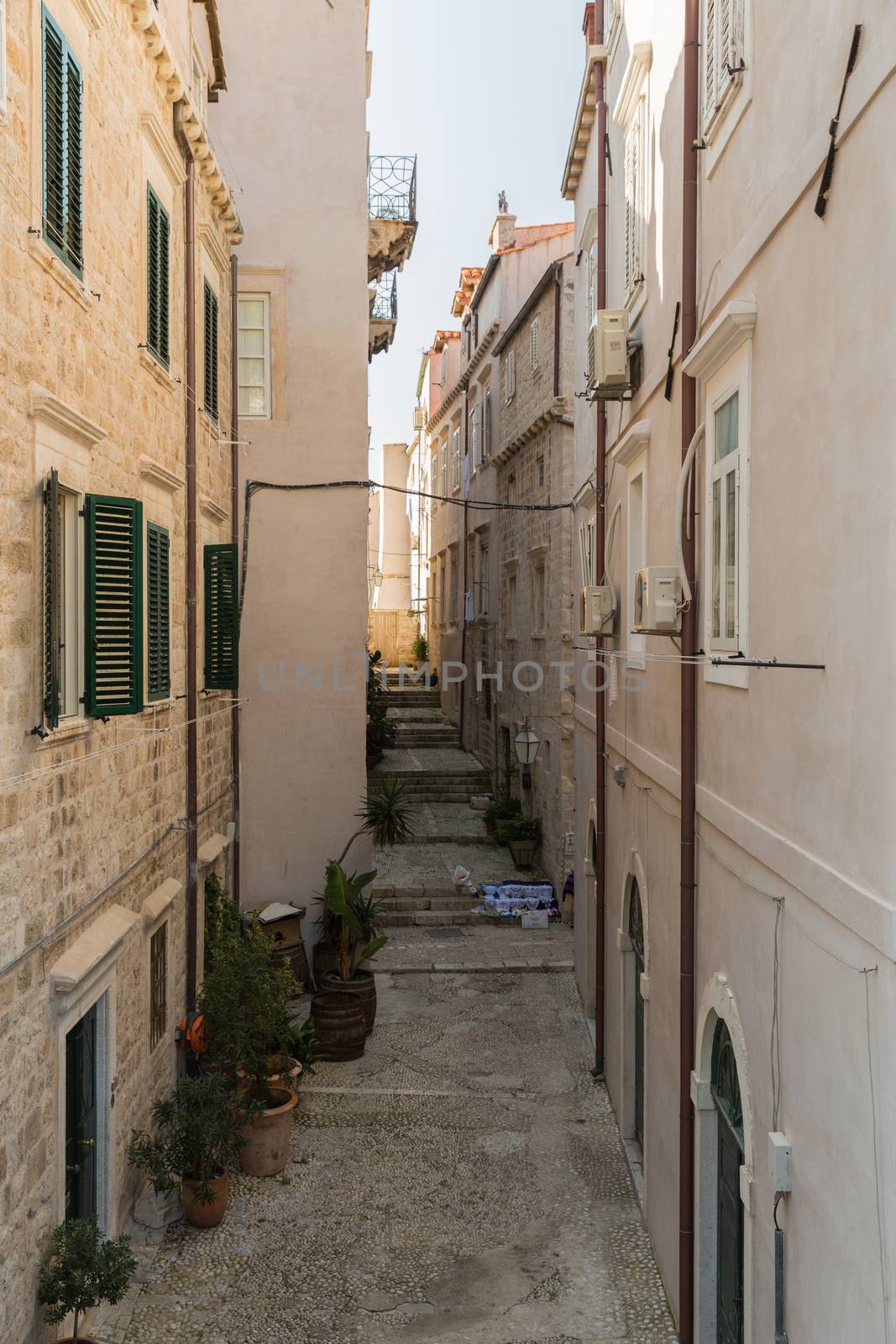 A side street and alley in Dubrovnik in Croatia by chrisukphoto