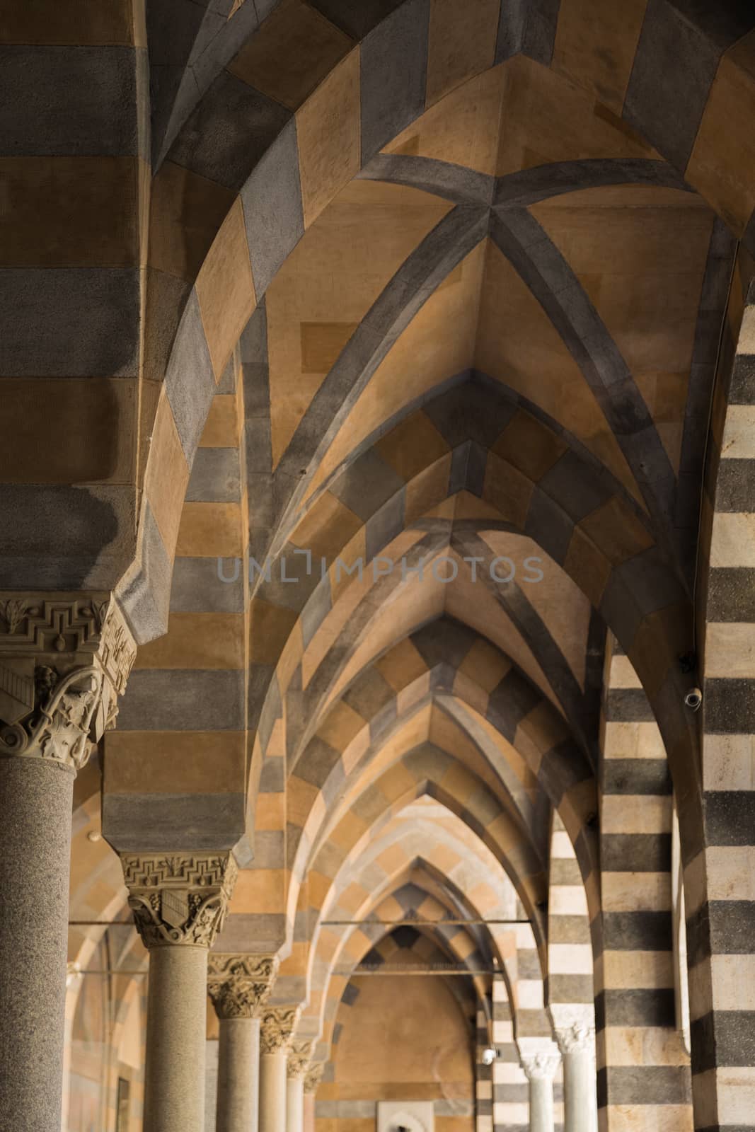 A shot from under the arches of the Amalfi Cathedral