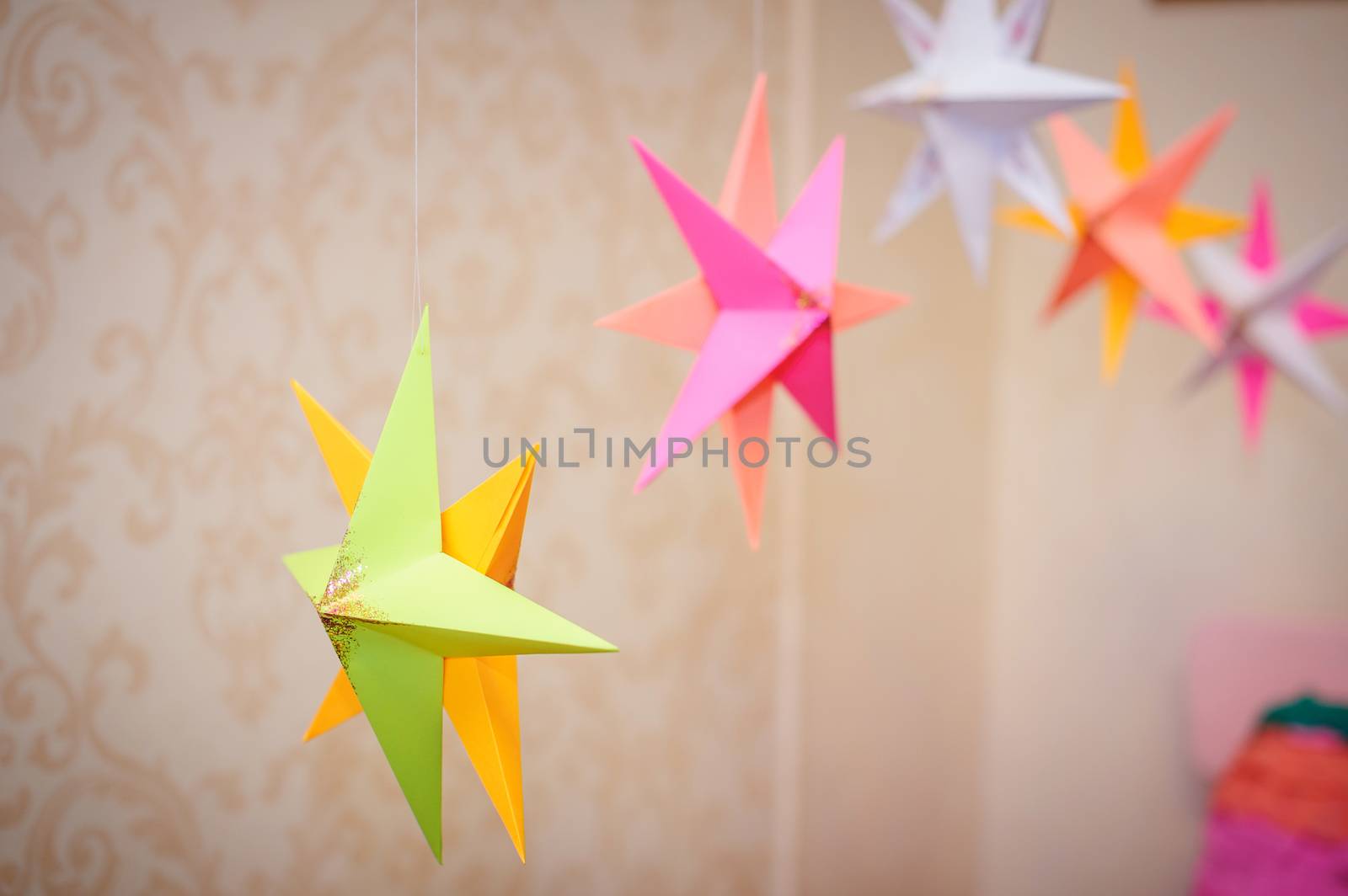 Christmas decoration star in living room for celebration by timonko