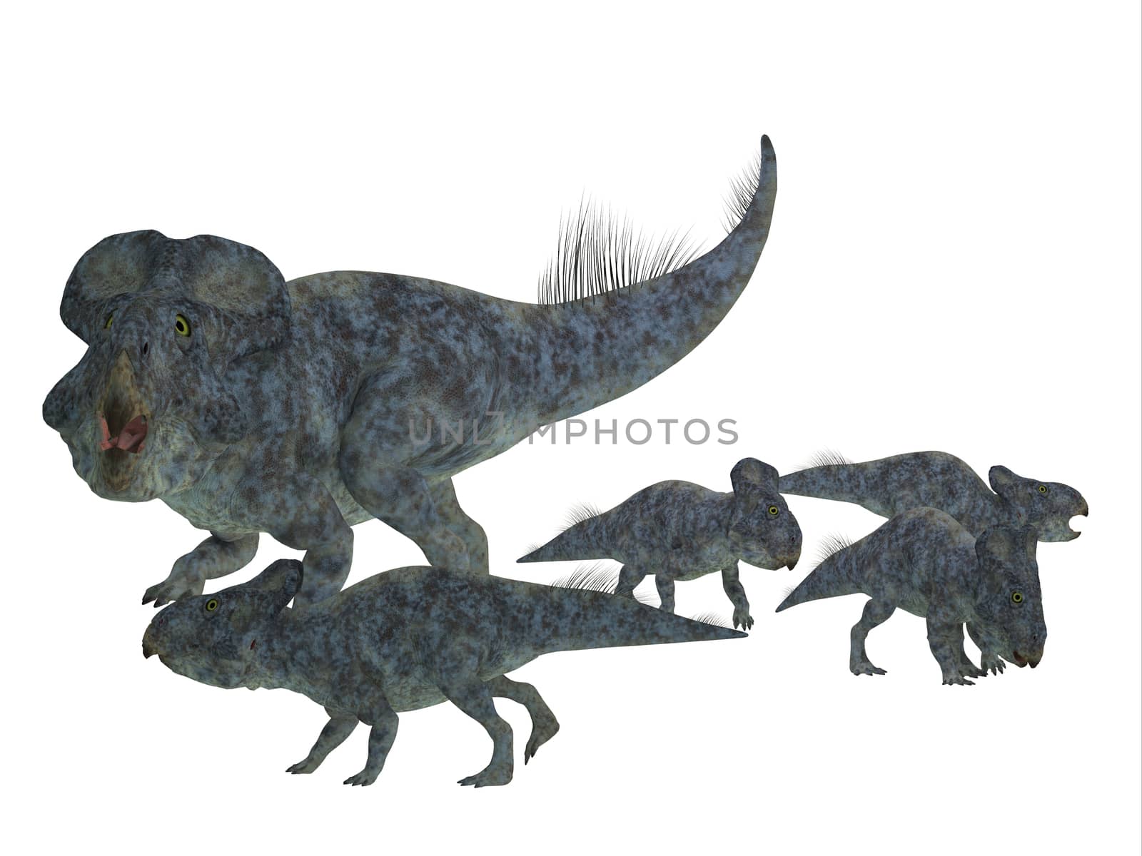 Protoceratops Mother with Offspring by Catmando