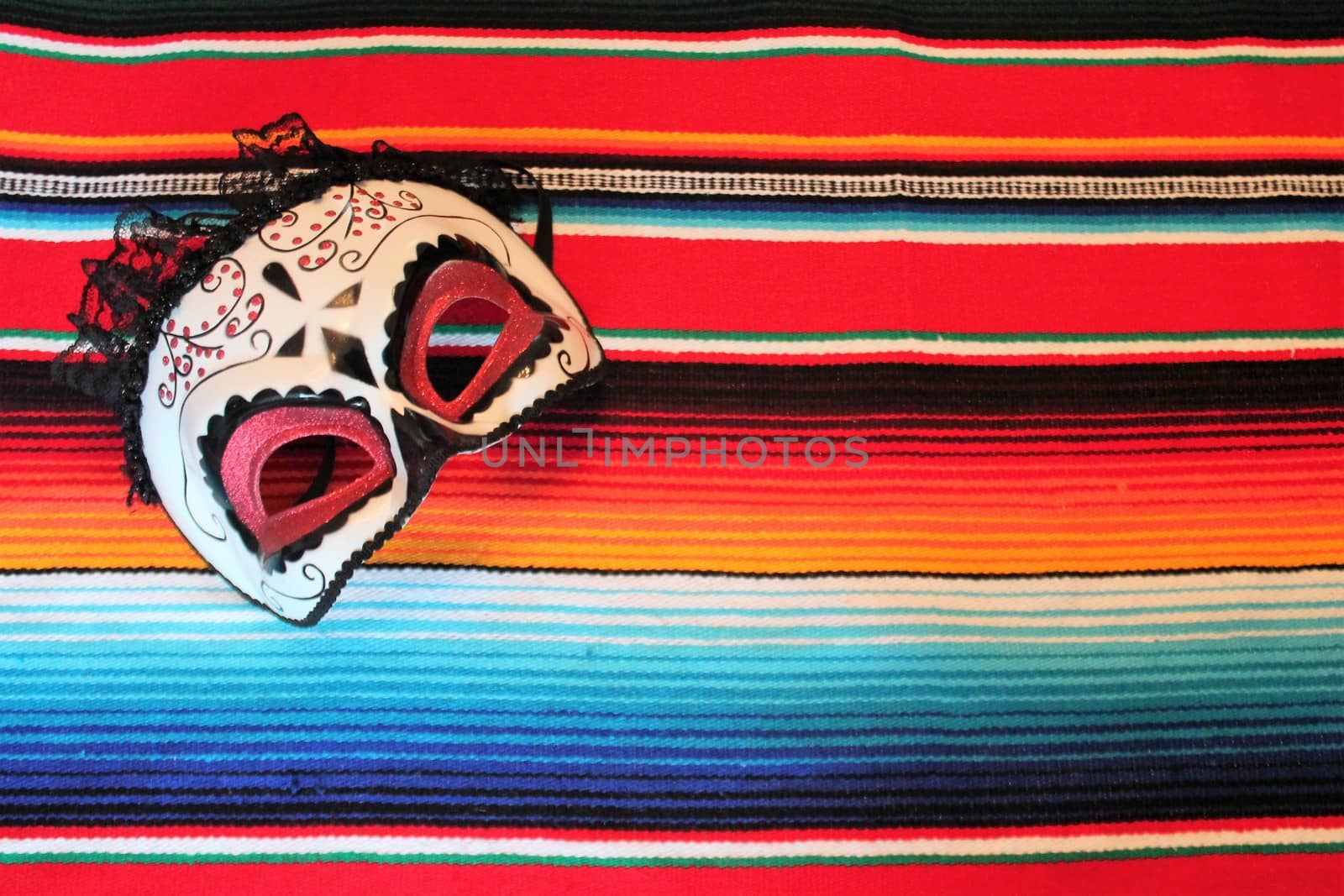 Mexico traditional cinco de mayo rug poncho fiesta background with stripes copy space