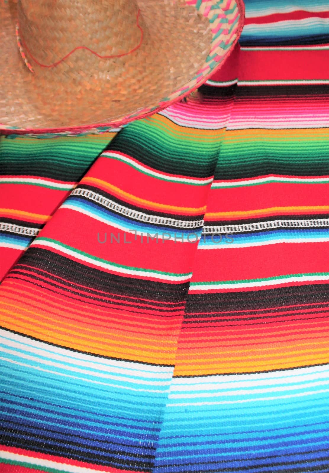 Mexico Mexican sombrero serape traditional cinco de mayo rug poncho fiesta background with stripes by cheekylorns