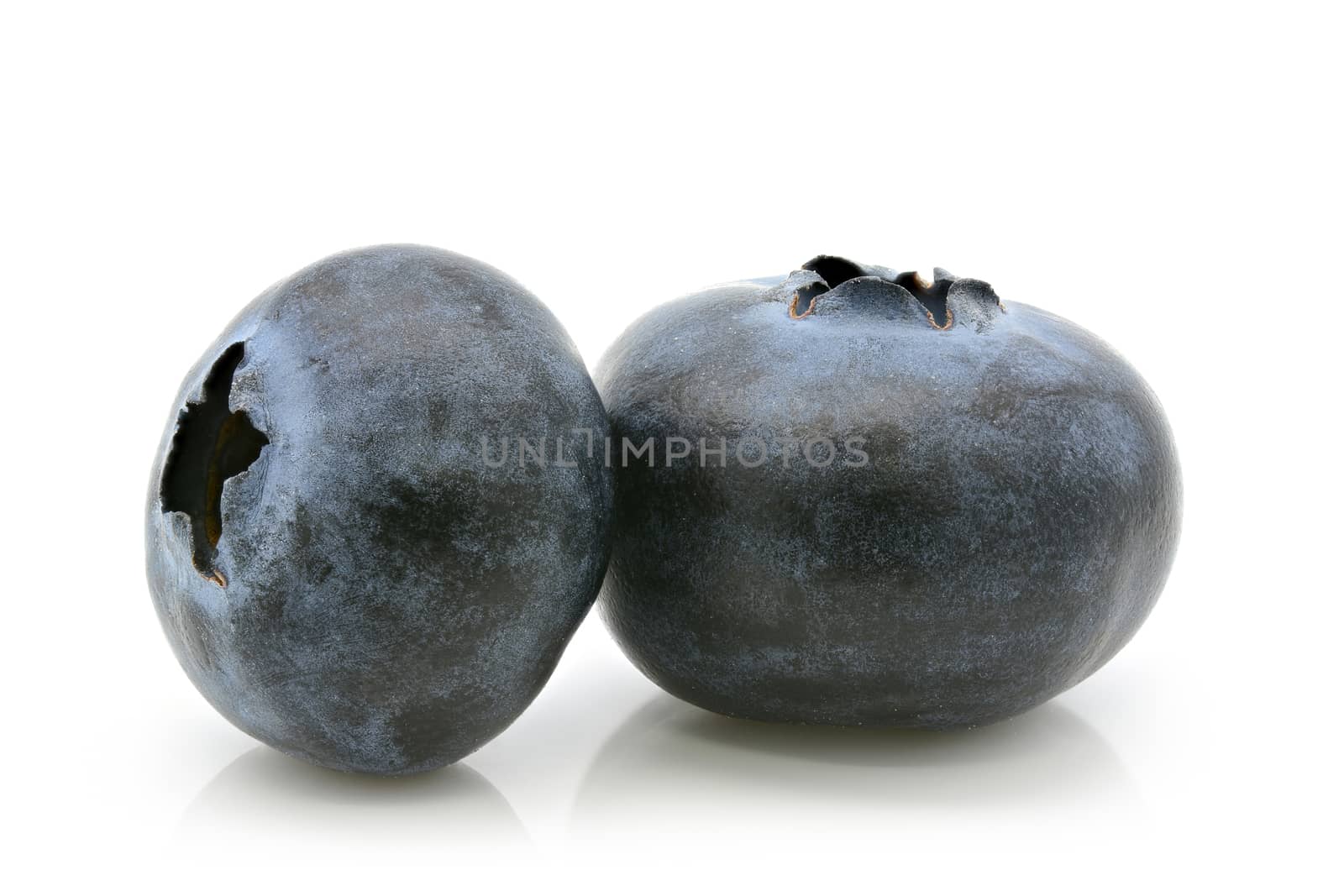 Close-up of fresh blueberry on a white background