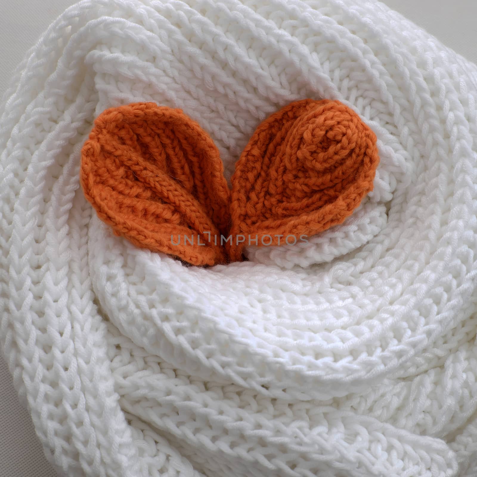 Diy handmade gift for mother with love, knit white scarf  from yarn make warm in cold day of winter season
