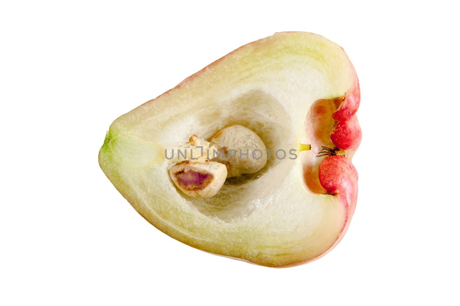 green rose apple (chomphu) isolated on white background. Fruit heart shape. objects with clipping paths.