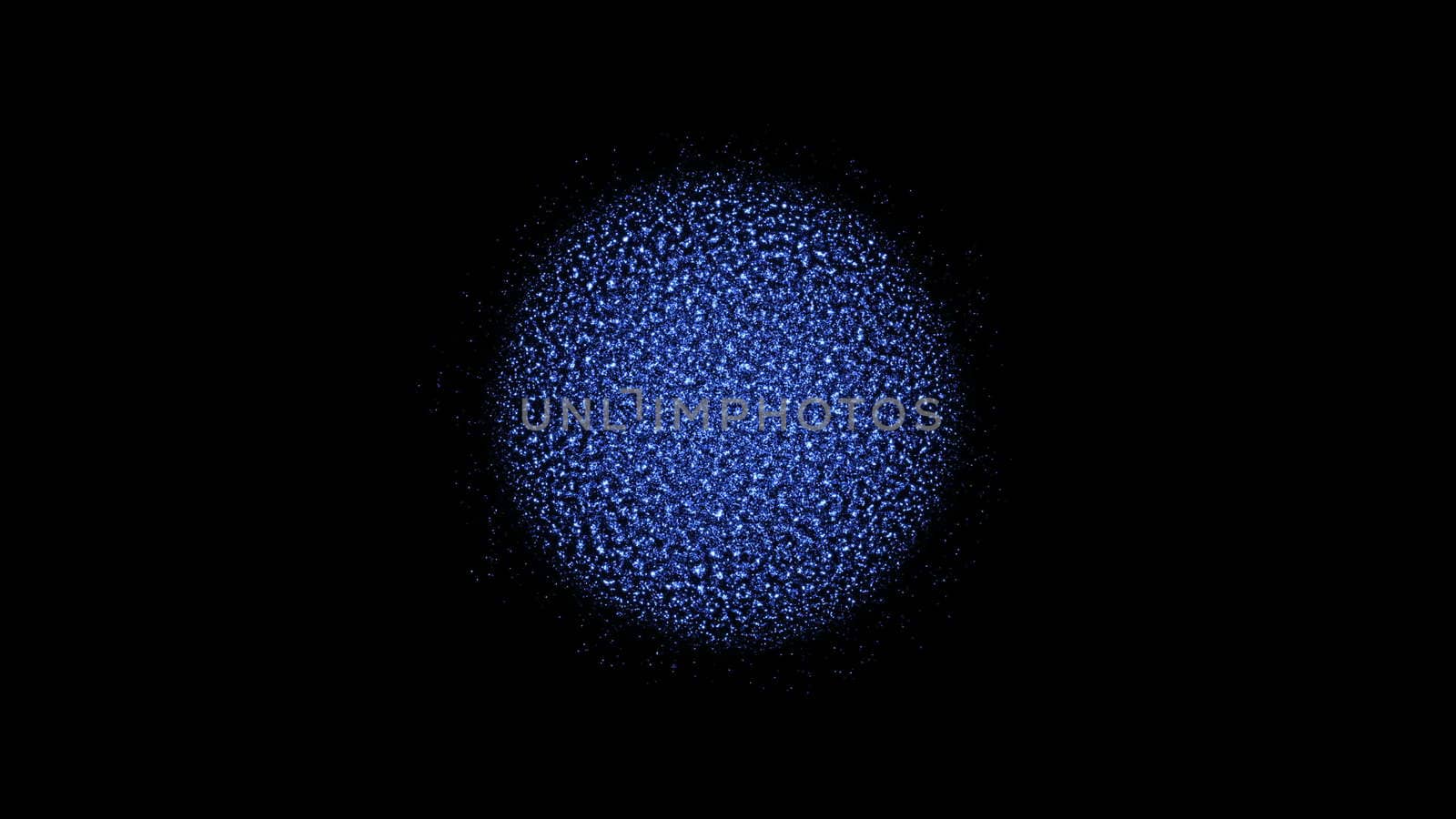 Abstract background wih particles sphere. Black backdrop