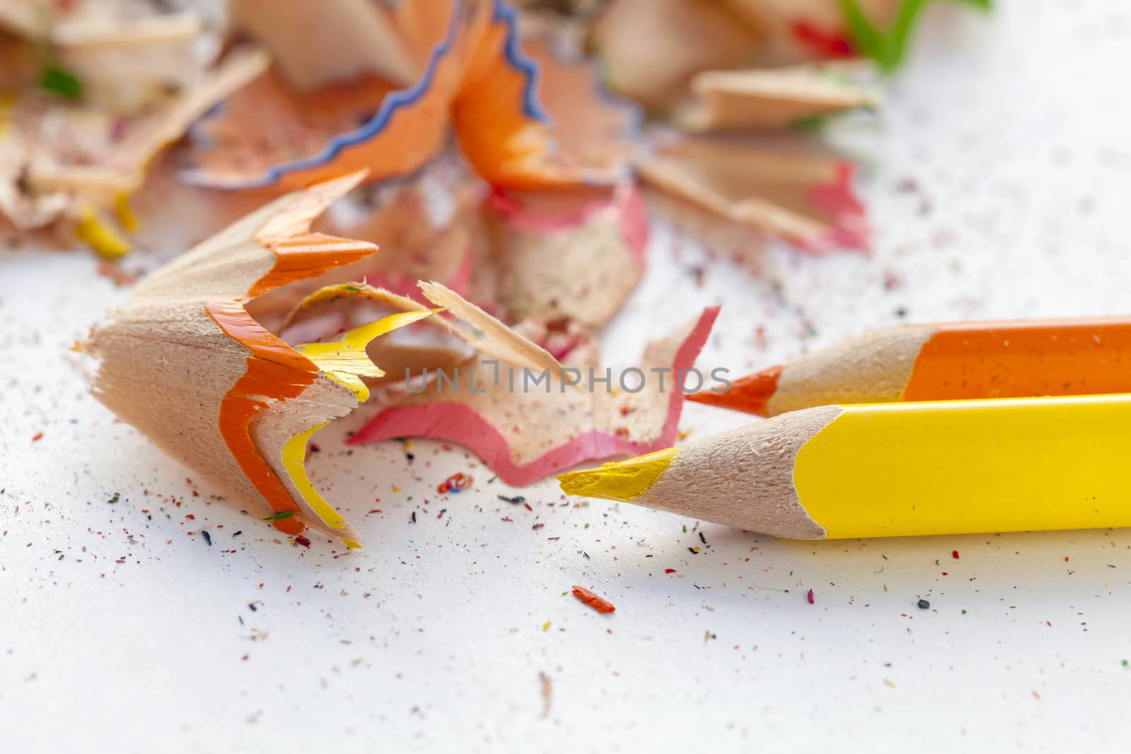 Sharpened pencils and wood shavings