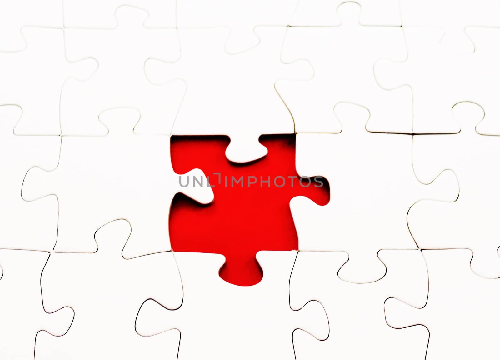 White Jigsaw Puzzle with Missing Piece team concept by cheekylorns