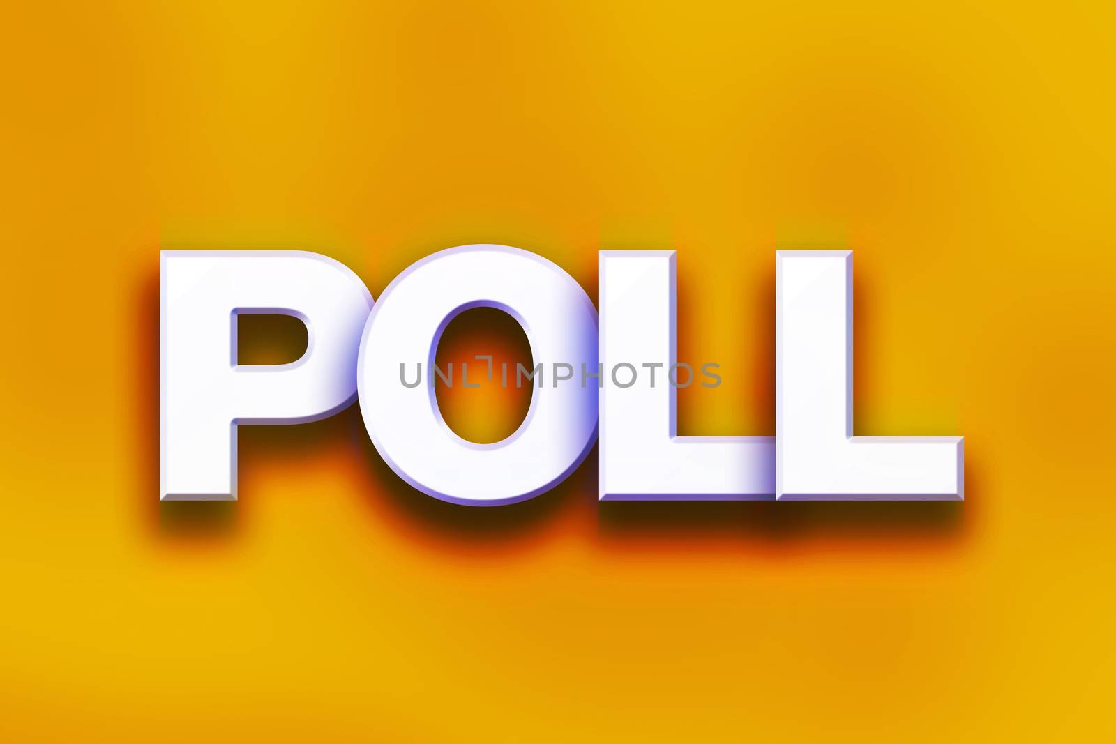 The word "Poll" written in white 3D letters on a colorful background concept and theme.