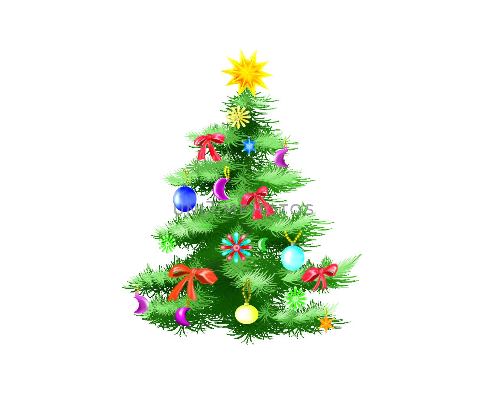 Festively Decorated Christmas Tree Isolated on White Background by Multipedia