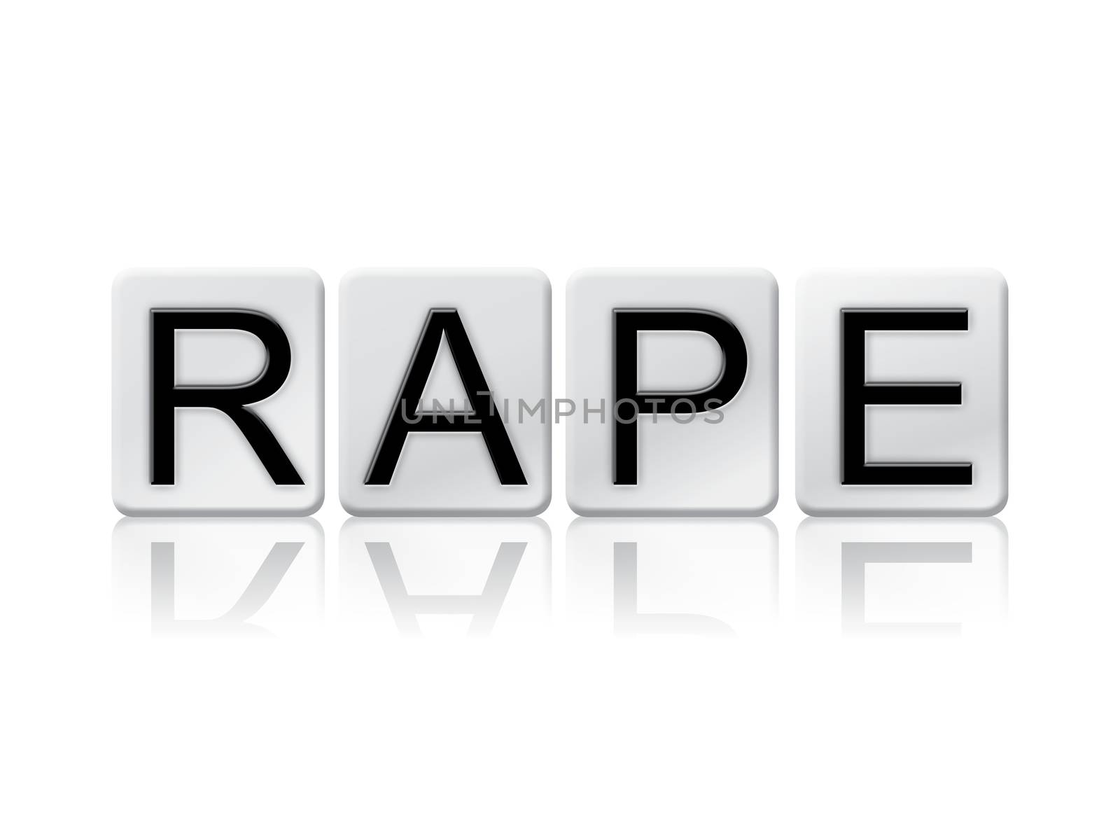 The word "Rape" written in tile letters isolated on a white background.