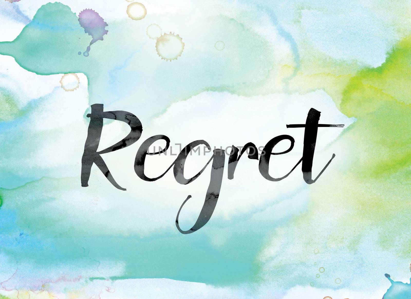 Regret Colorful Watercolor and Ink Word Art by enterlinedesign