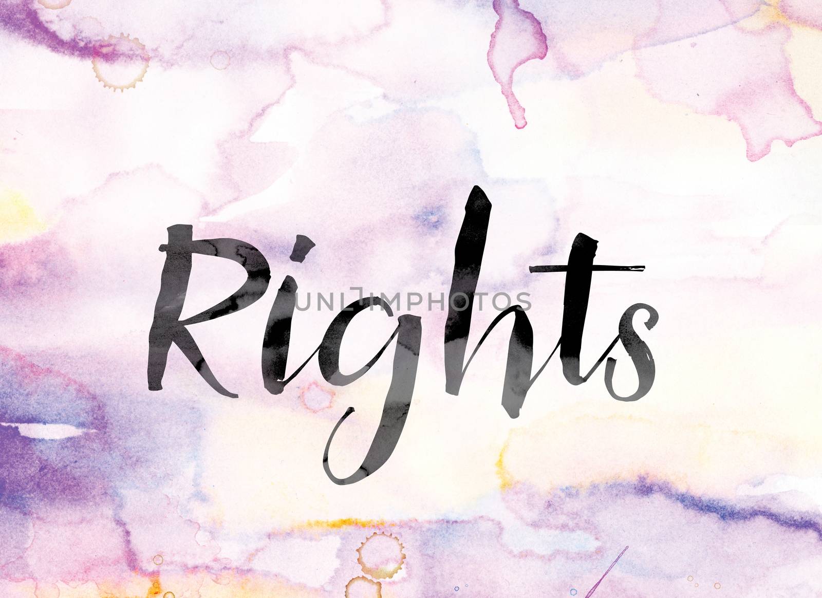 Rights Colorful Watercolor and Ink Word Art by enterlinedesign