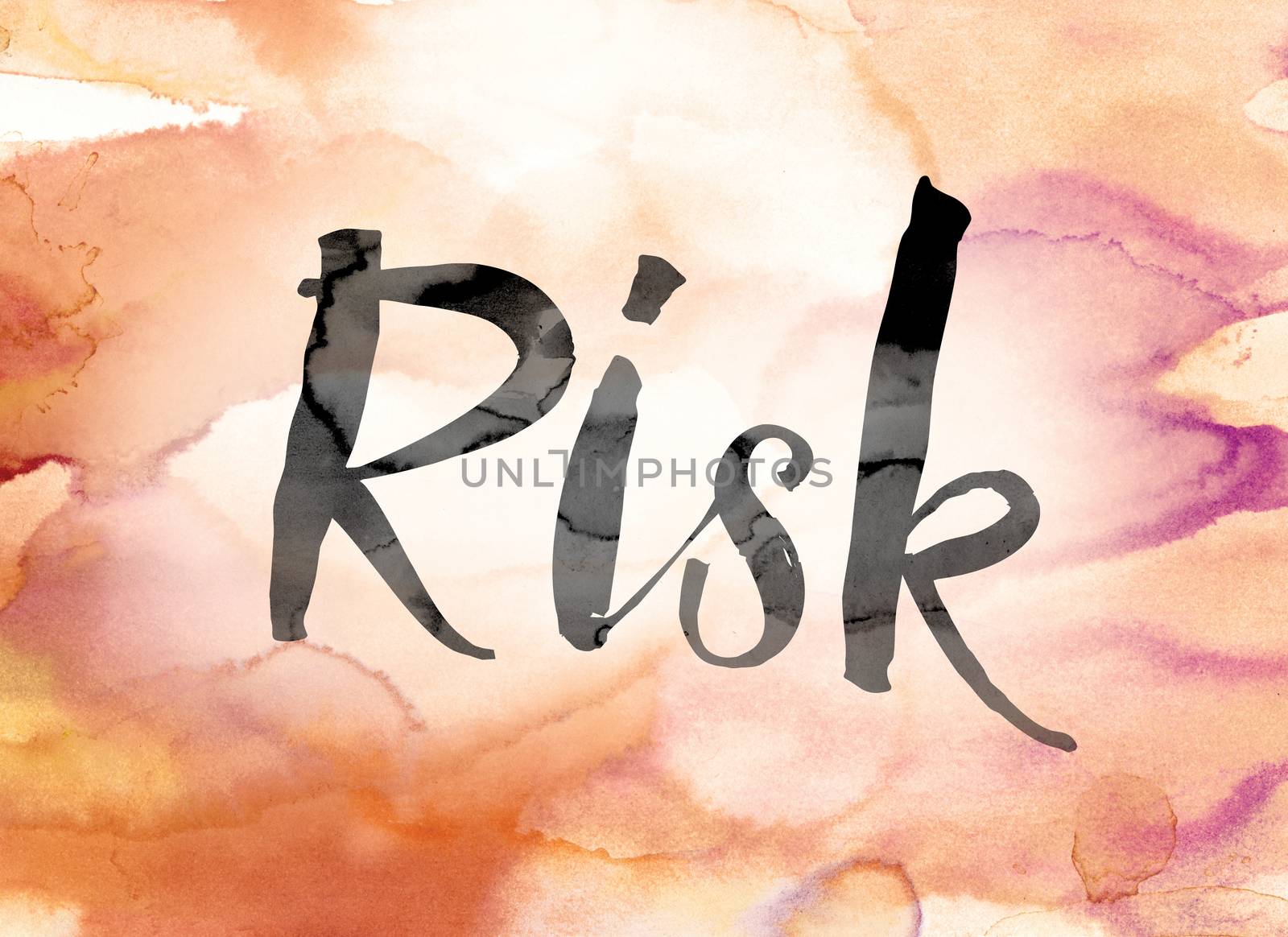 Risk Colorful Watercolor and Ink Word Art by enterlinedesign