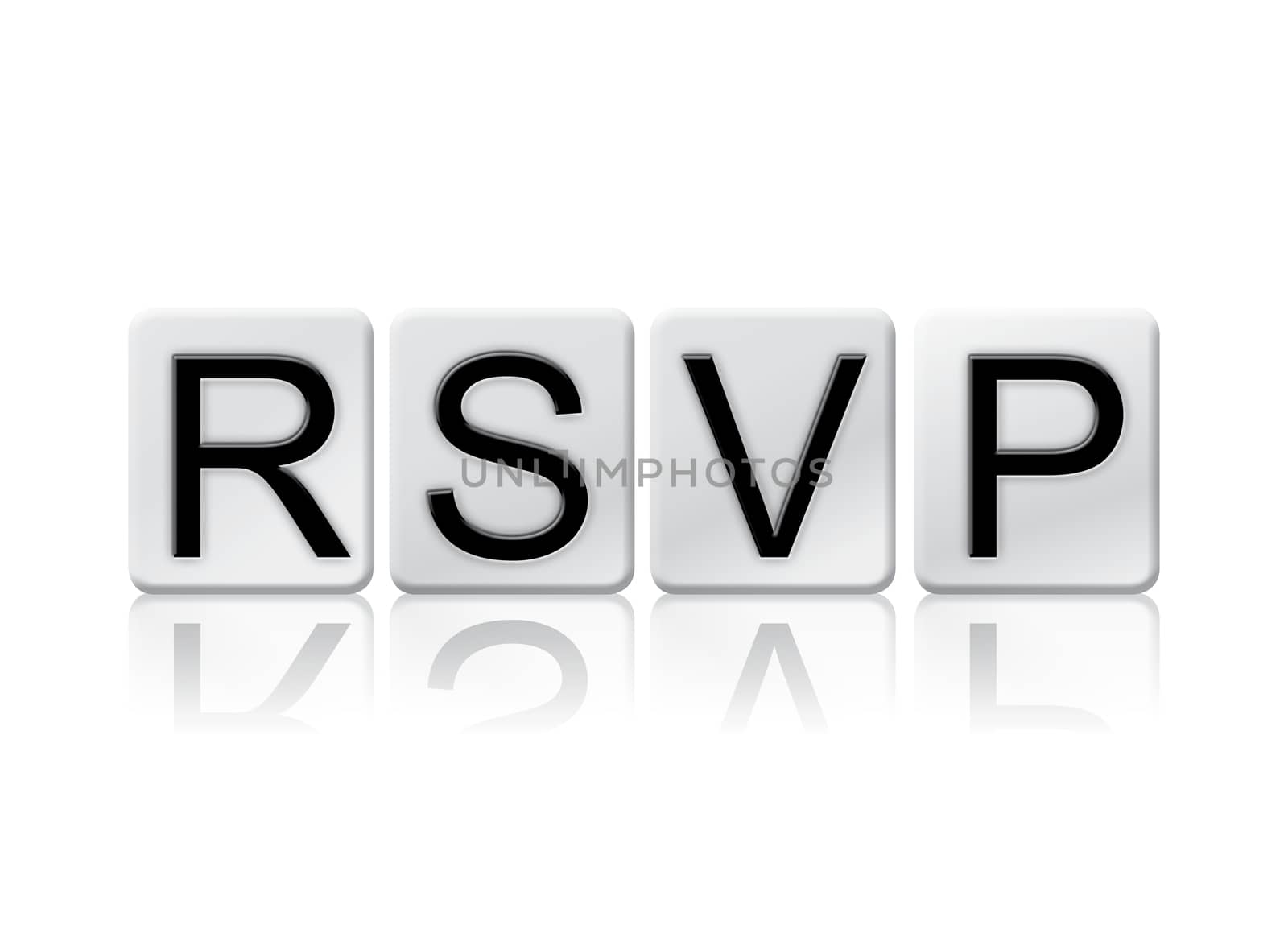 RSVP Isolated Tiled Letters Concept and Theme by enterlinedesign