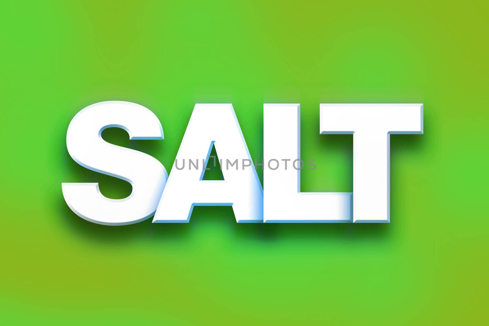 The word "Salt" written in white 3D letters on a colorful background concept and theme.