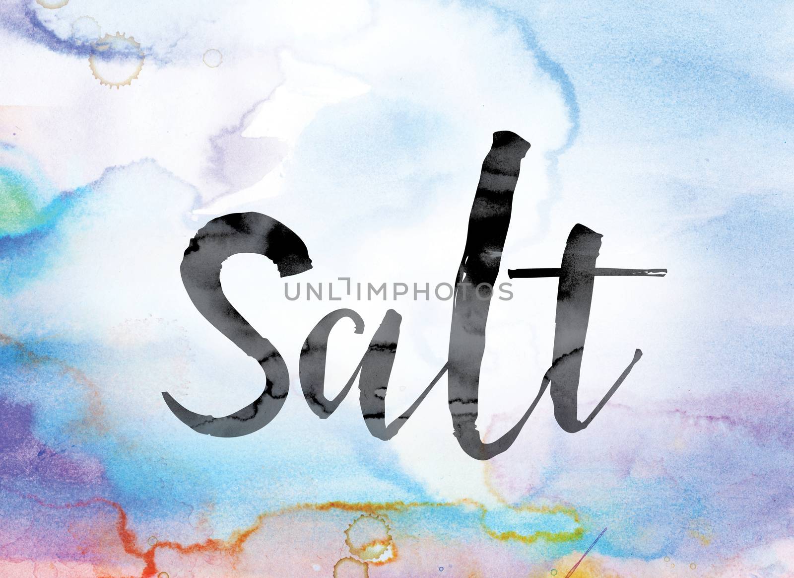 Salt Colorful Watercolor and Ink Word Art by enterlinedesign