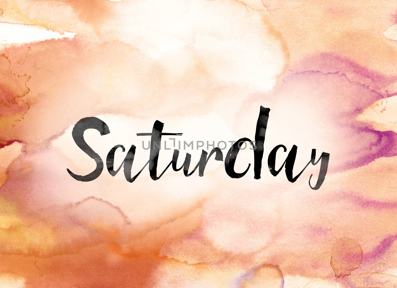 Saturday Colorful Watercolor and Ink Word Art by enterlinedesign