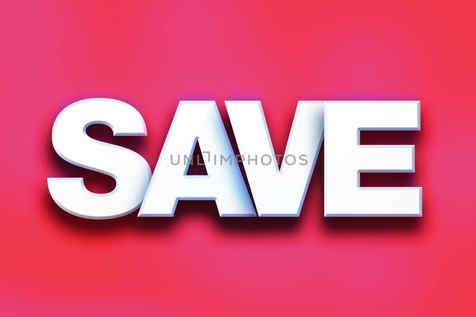 The word "Save" written in white 3D letters on a colorful background concept and theme.