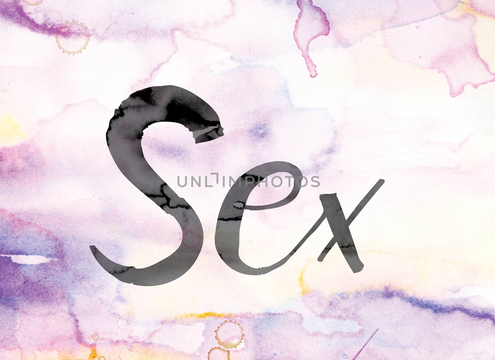 Sex Colorful Watercolor and Ink Word Art by enterlinedesign