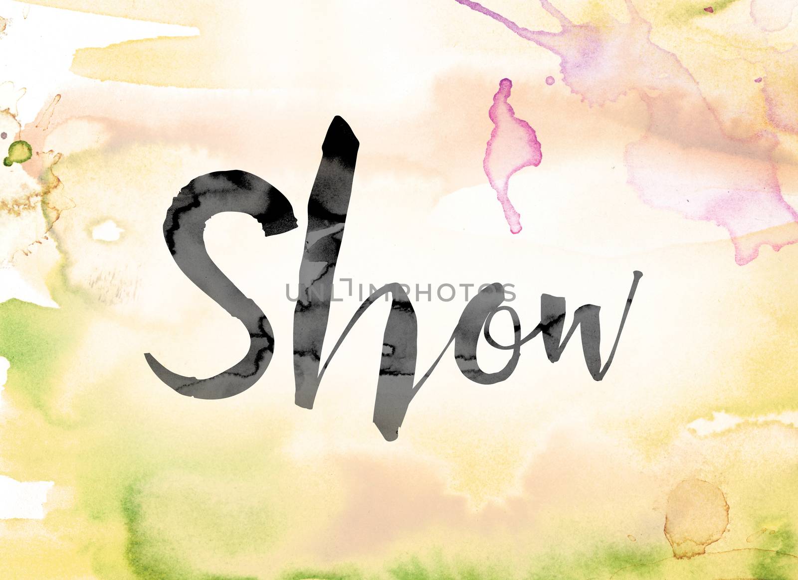 Show Colorful Watercolor and Ink Word Art by enterlinedesign