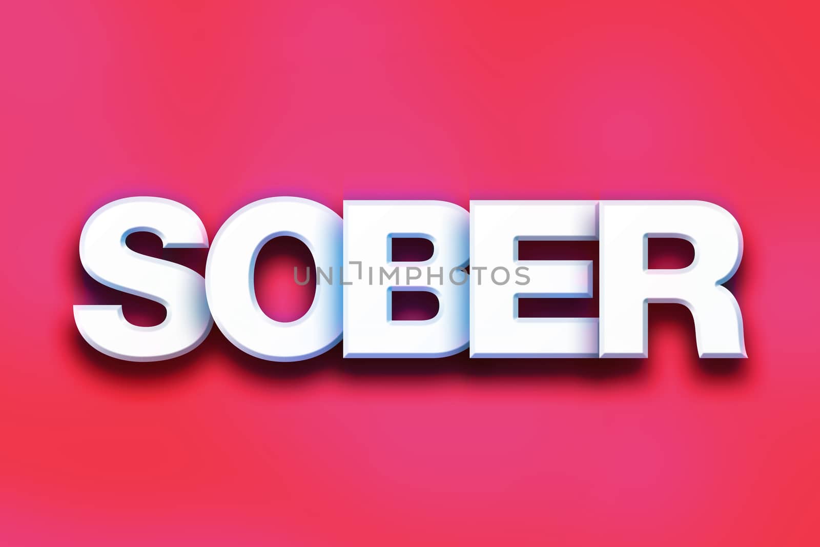 The word "Sober" written in white 3D letters on a colorful background concept and theme.