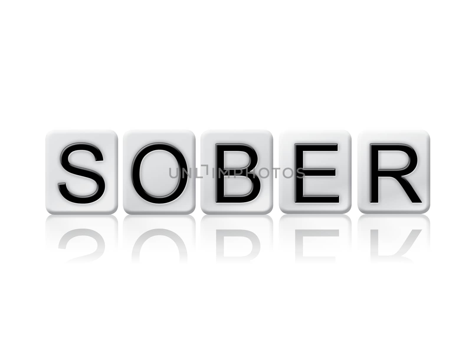 The word "Sober" written in tile letters isolated on a white background.
