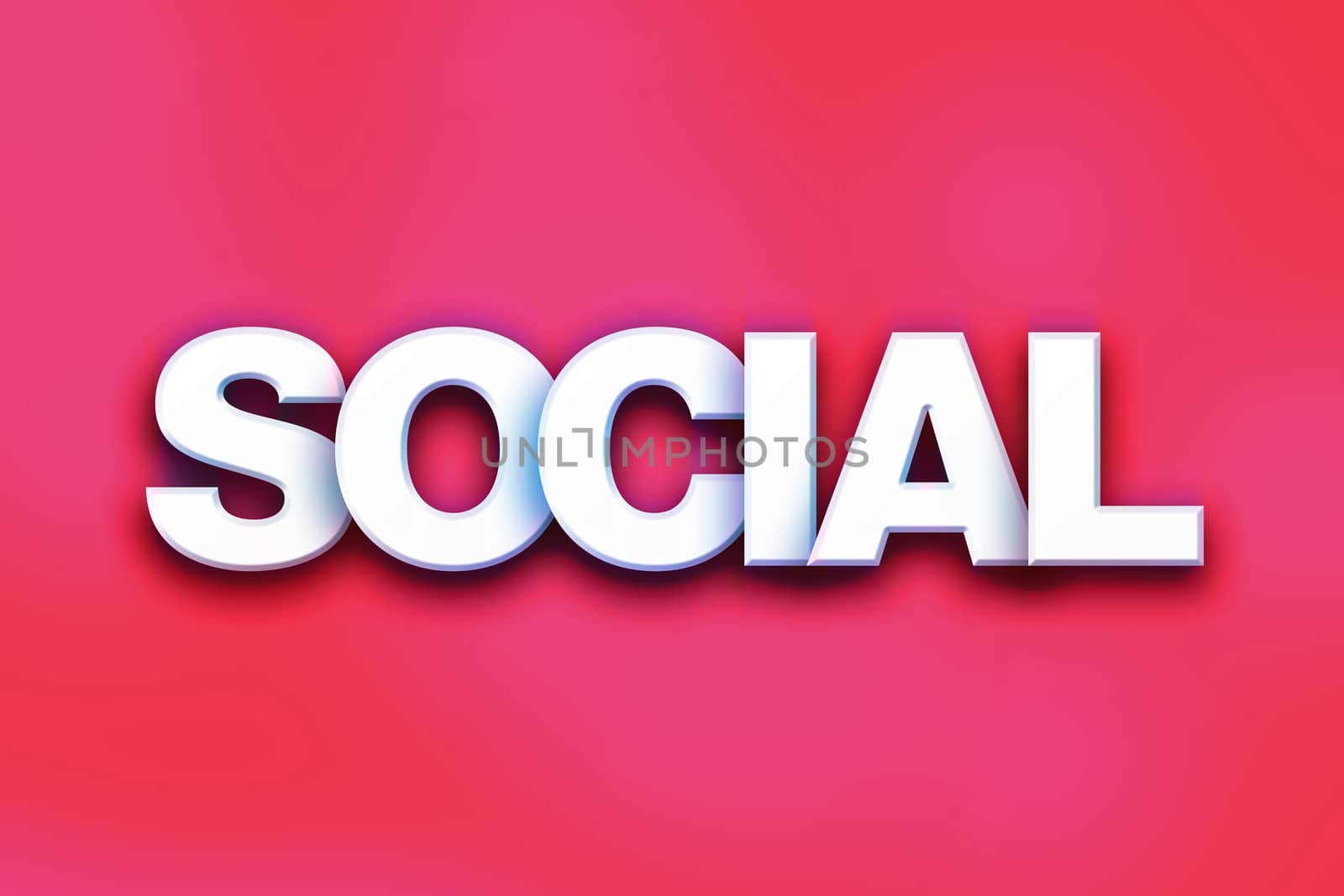 The word "Social" written in white 3D letters on a colorful background concept and theme.
