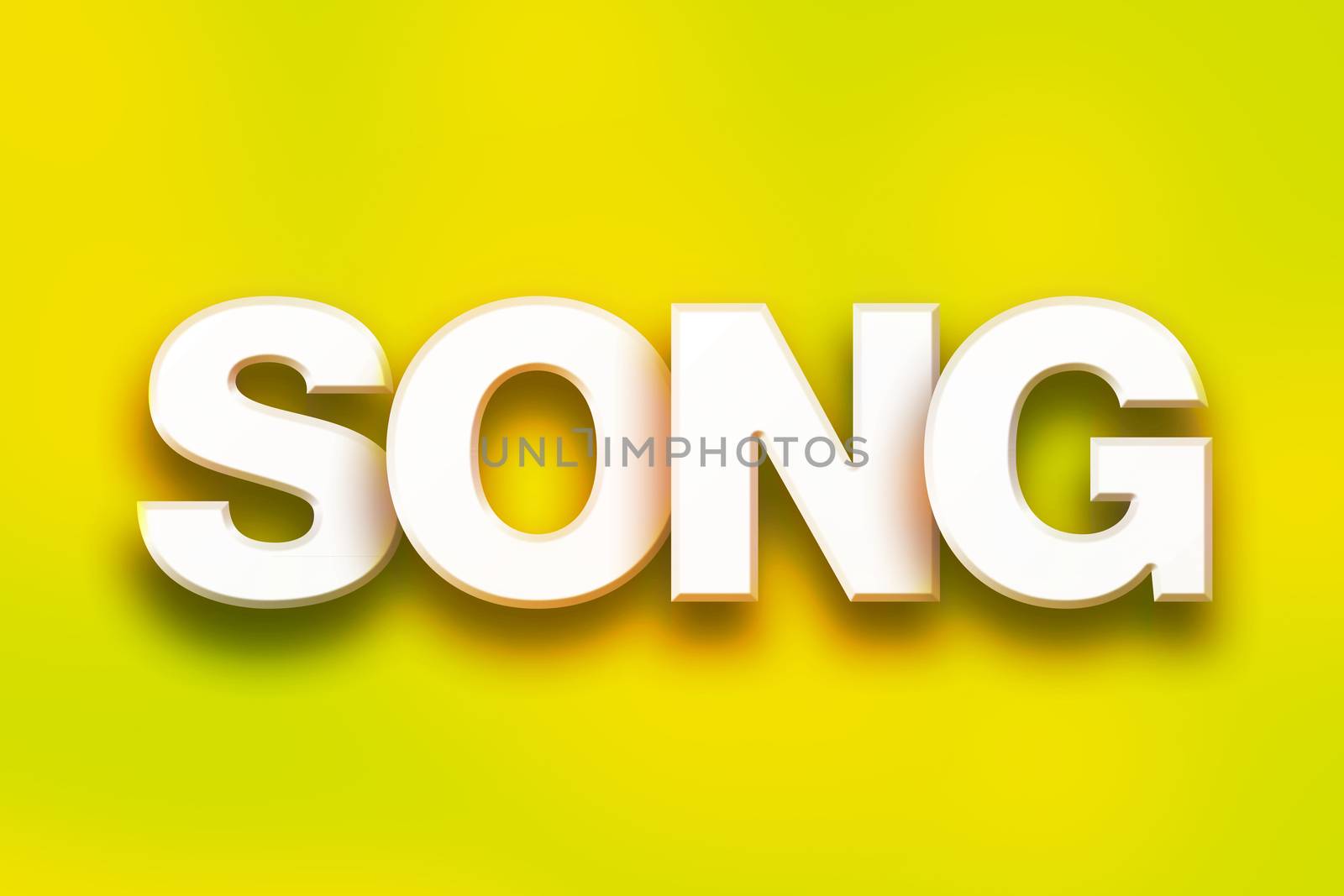 The word "Song" written in white 3D letters on a colorful background concept and theme.
