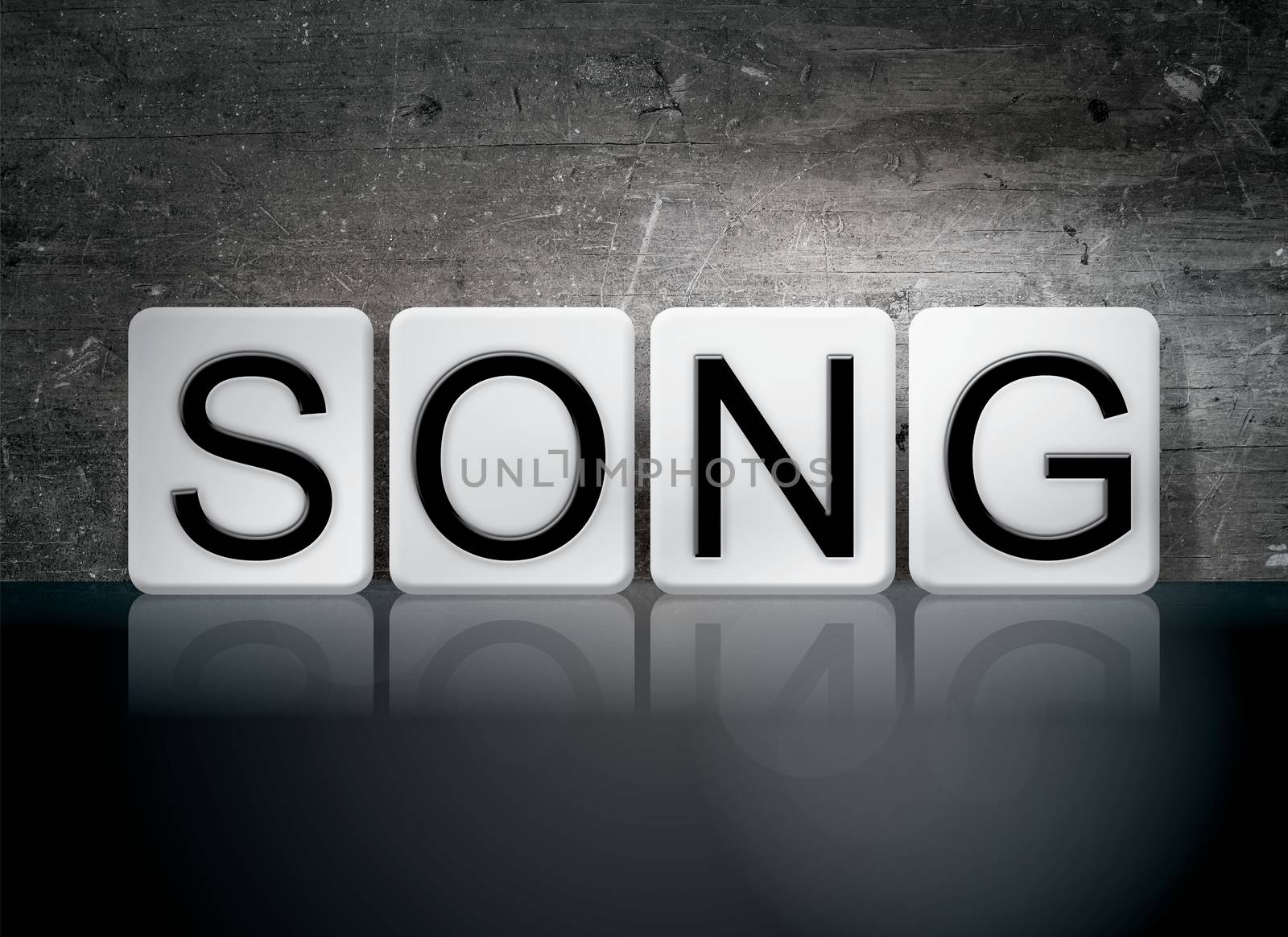 The word "Song" written in white tiles against a dark vintage grunge background.