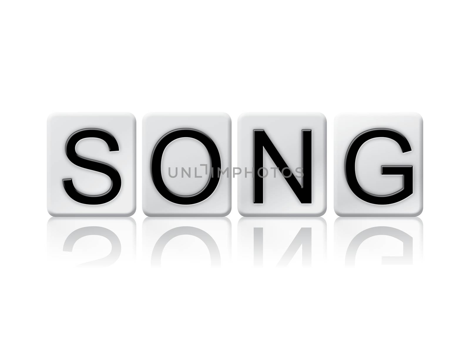 The word "Song" written in tile letters isolated on a white background.