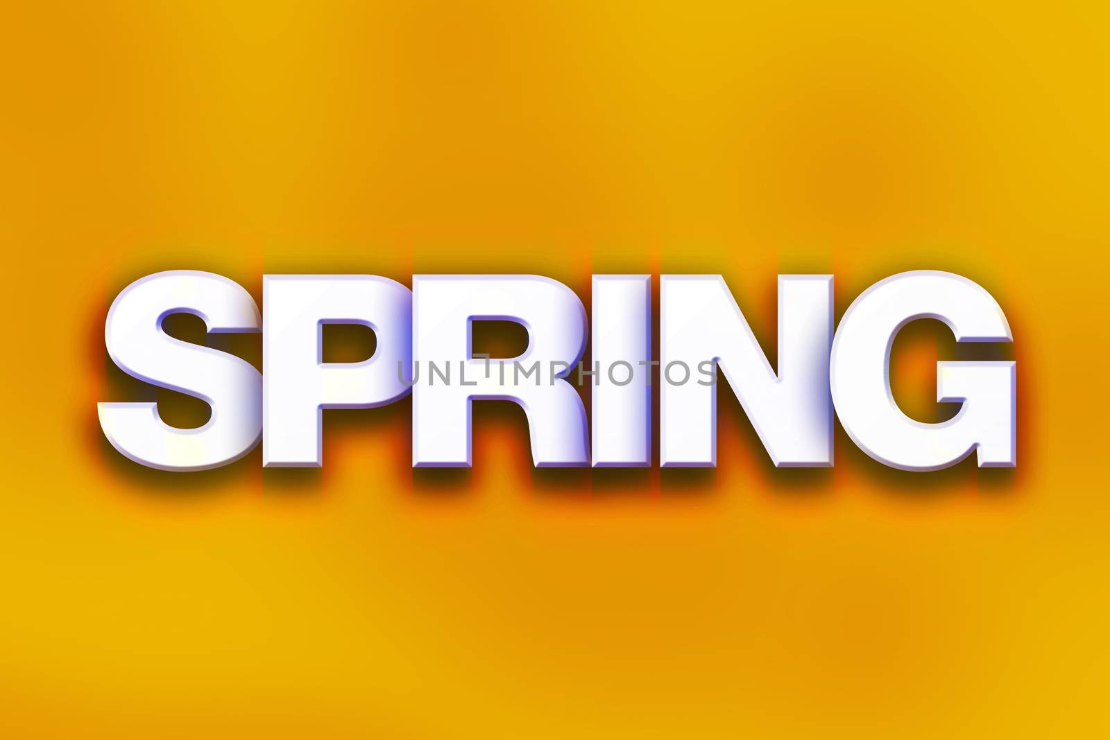 The word "Spring" written in white 3D letters on a colorful background concept and theme.