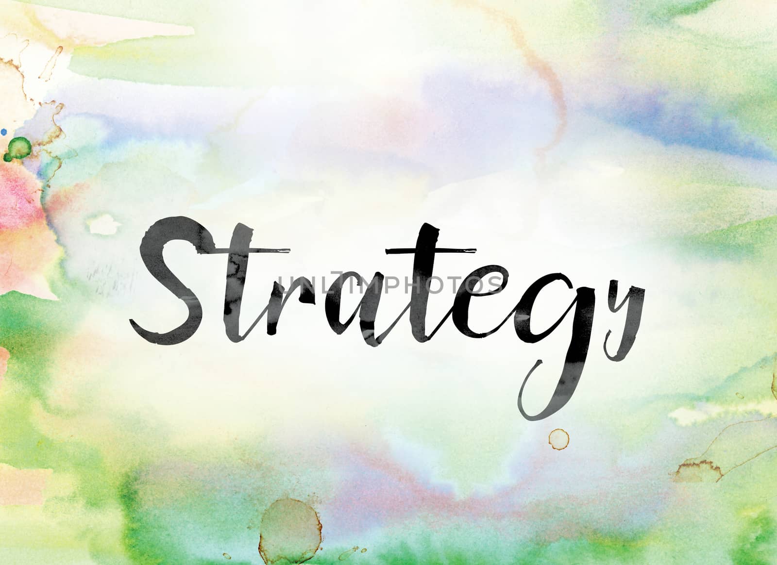 Strategy Colorful Watercolor and Ink Word Art by enterlinedesign