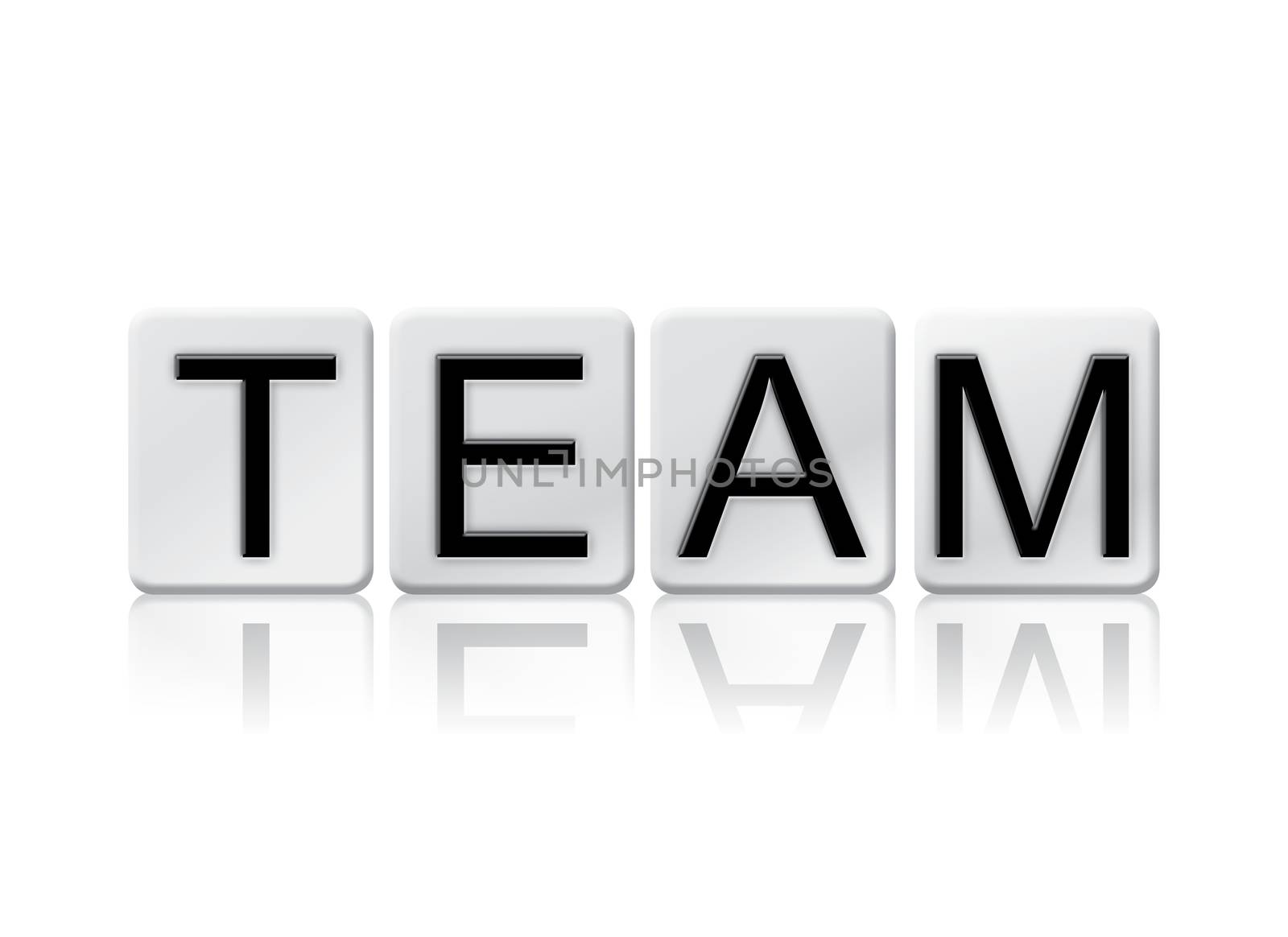 The word "Team" written in tile letters isolated on a white background.