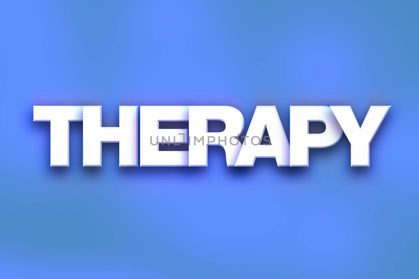 The word "Therapy" written in white 3D letters on a colorful background concept and theme.