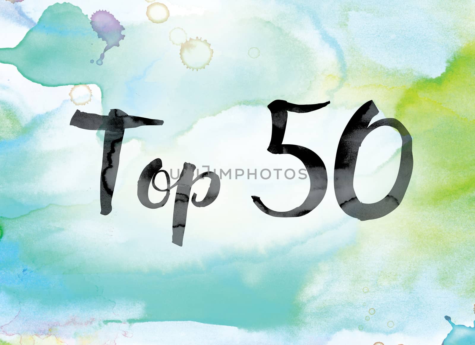 Top 50 Colorful Watercolor and Ink Word Art by enterlinedesign