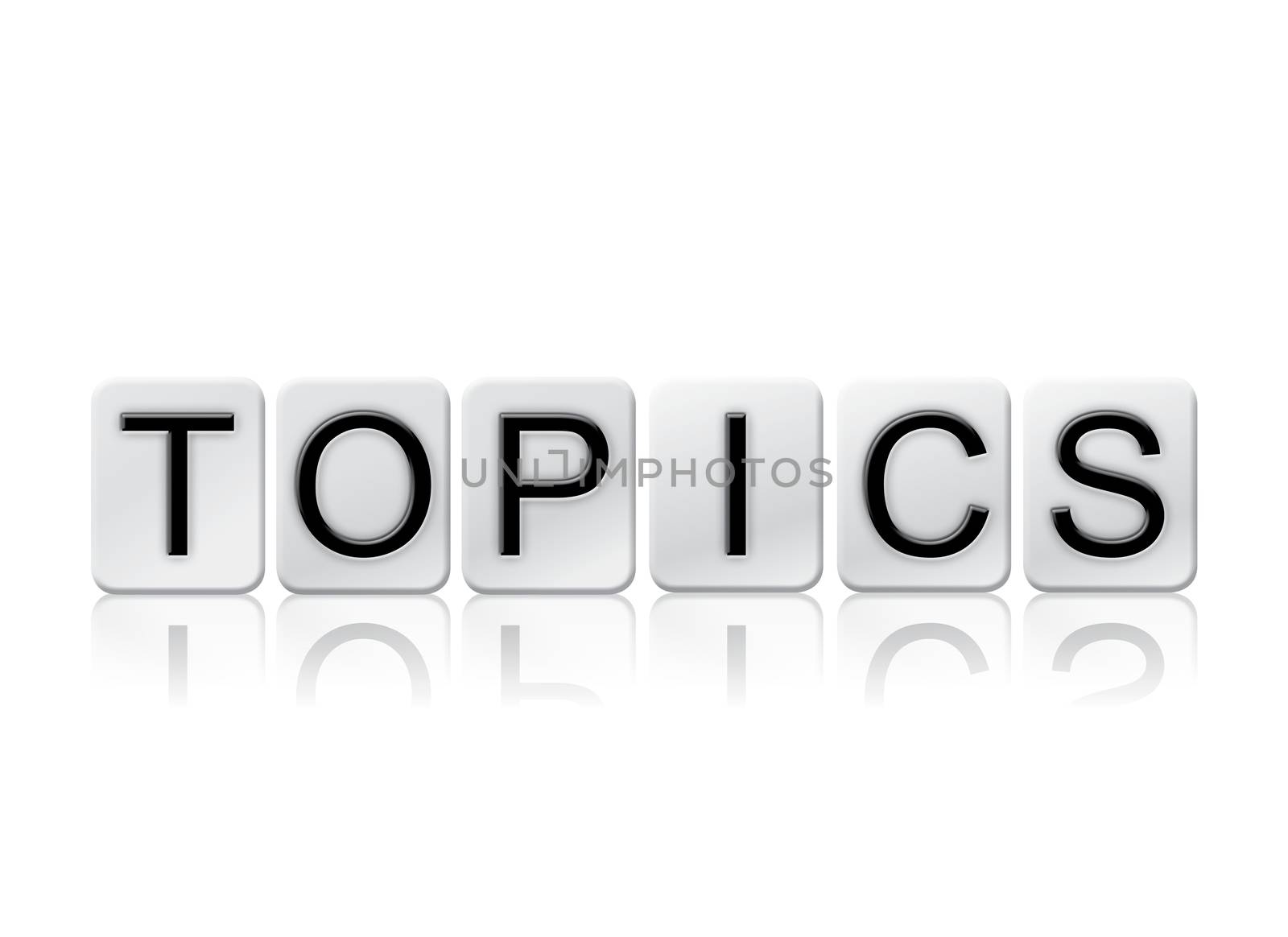 The word "Topics" written in tile letters isolated on a white background.