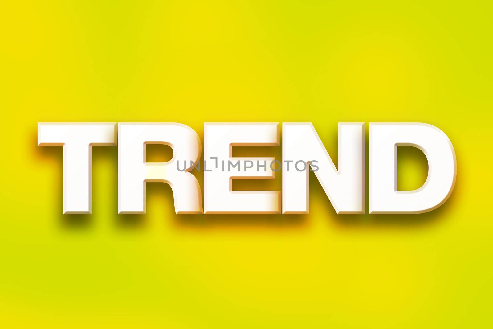 The word "Trend" written in white 3D letters on a colorful background concept and theme.