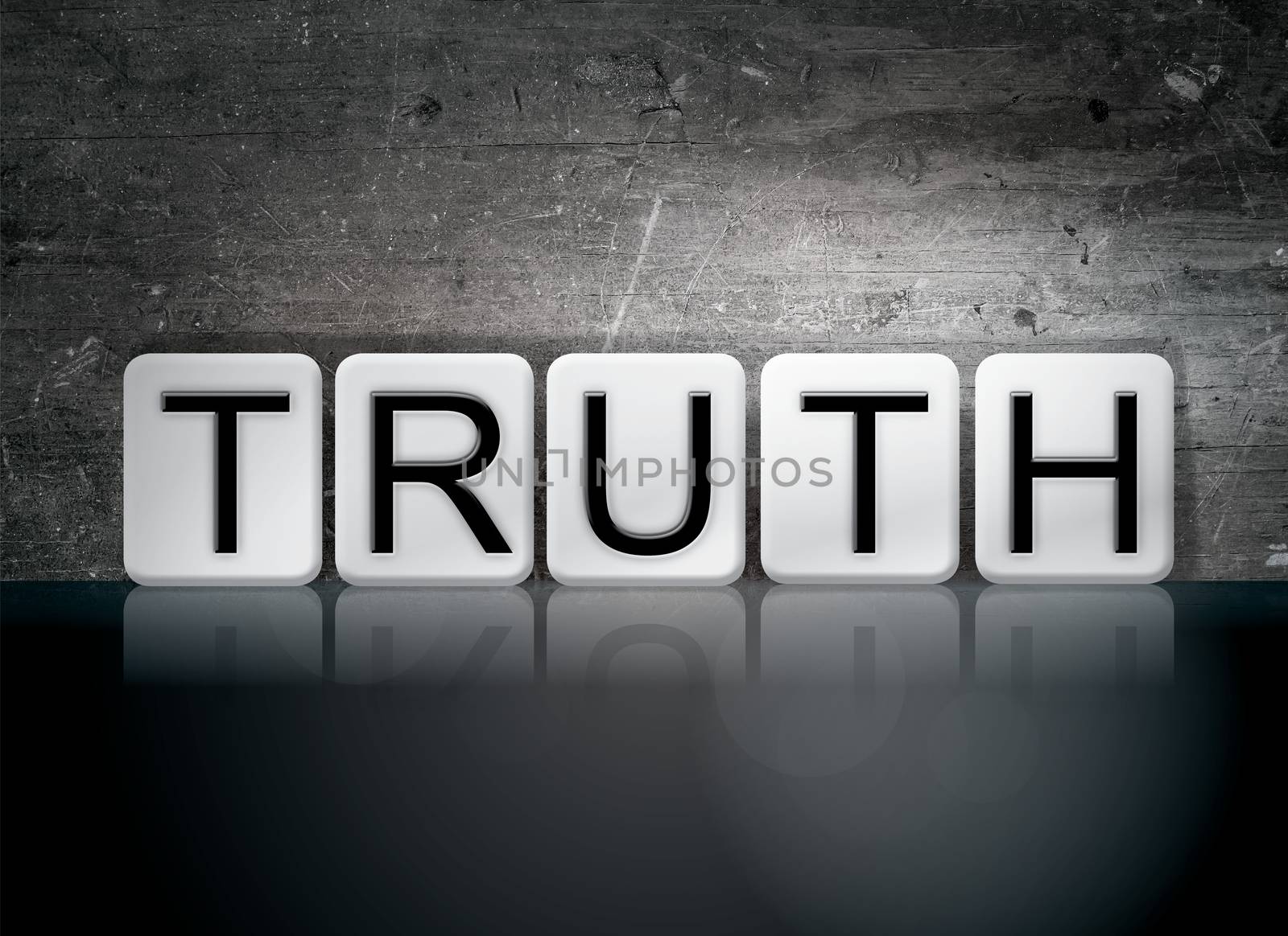 The word "Truth" written in white tiles against a dark vintage grunge background.