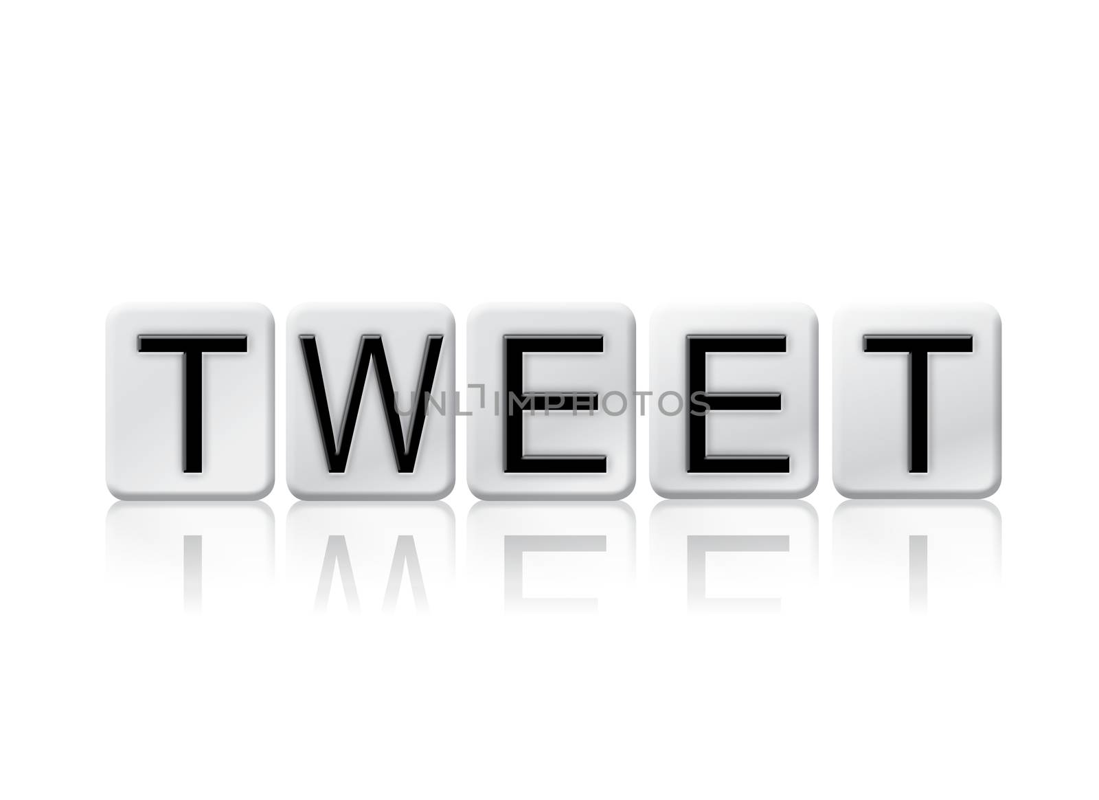 The word "Tweet" written in tile letters isolated on a white background.
