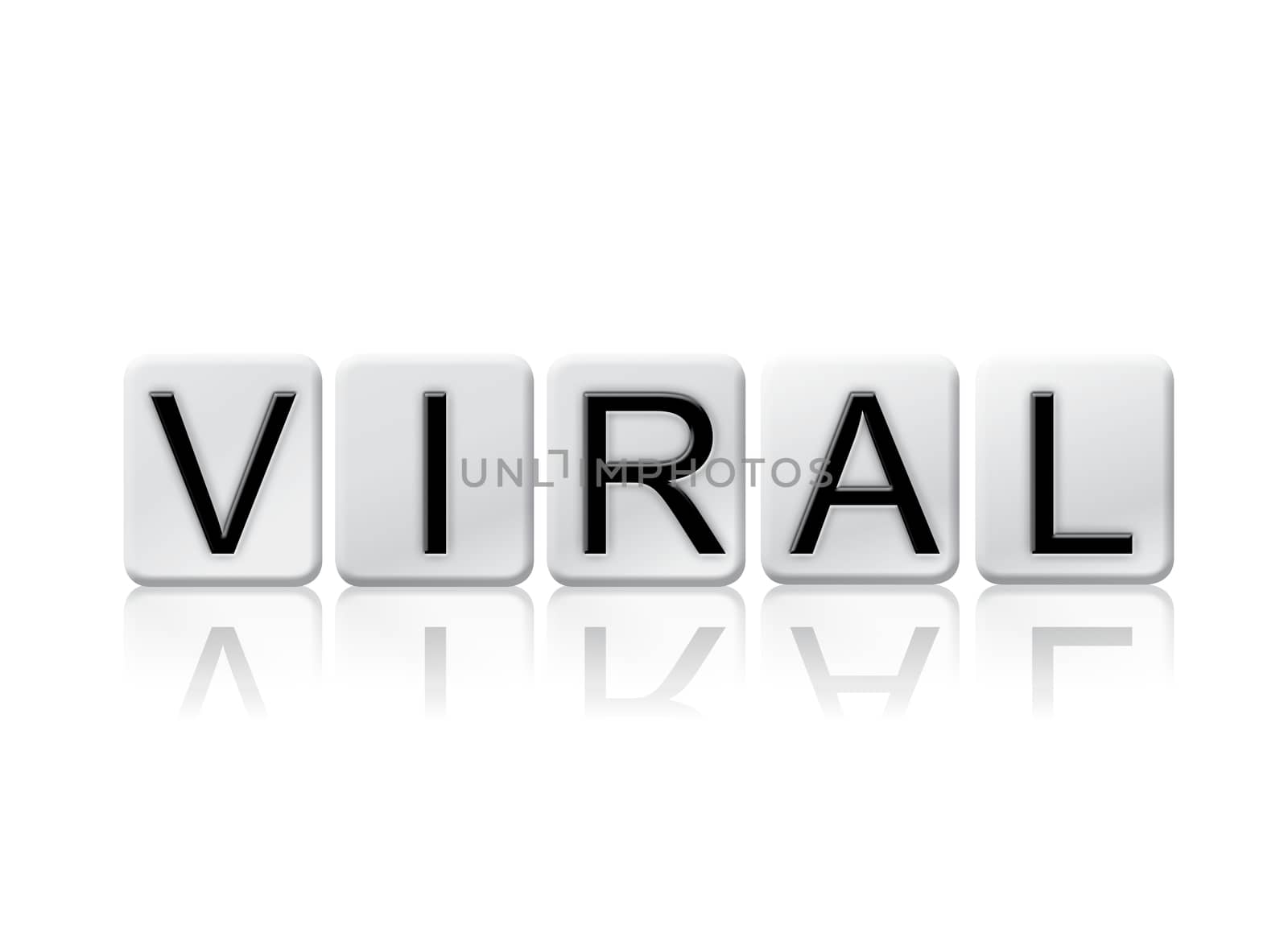 The word "Viral" written in tile letters isolated on a white background.